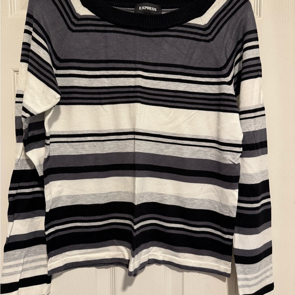 Express Monochrome Striped Knit Top